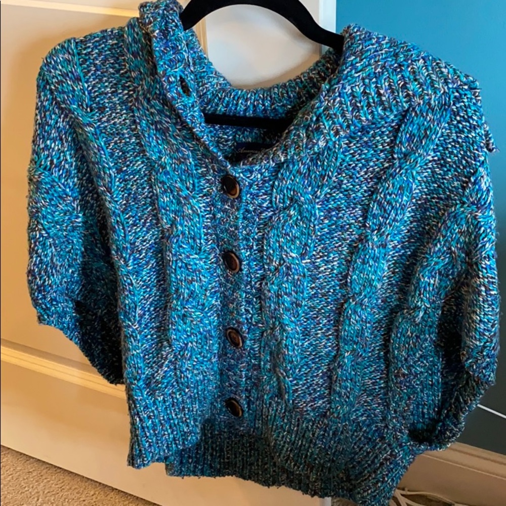 Green American eagle sweater.